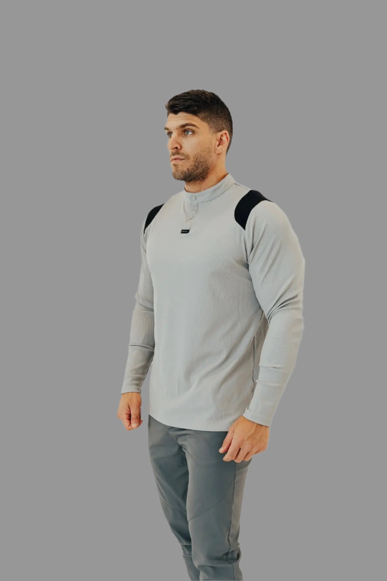 Men’s Ace Long Sleeve Golf Shirt - Ghost Grey/Black BodCraft