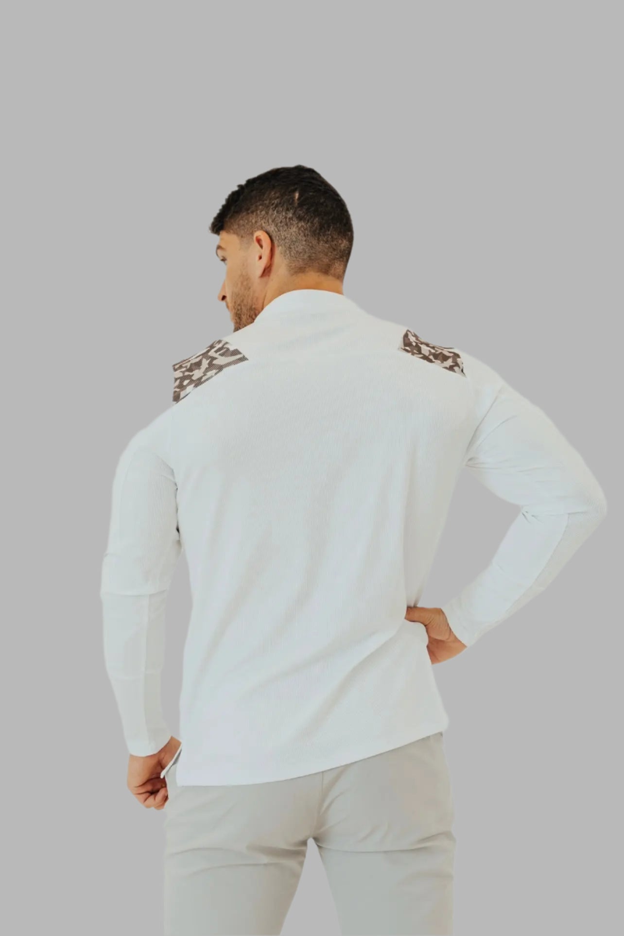 Men’s Ace Long Sleeve Golf Shirt - White/Camo BodCraft
