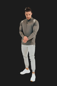 Men's long sleeve golf shirt in Storm Grey with camo detailing by BodCraft