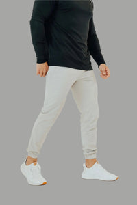 Men's golf joggers in Pebble Grey by BodCraft, tapered designer cut