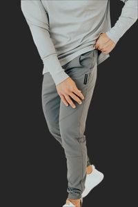 Men's golf joggers in Storm Grey by BodCraft, tapered designer cut