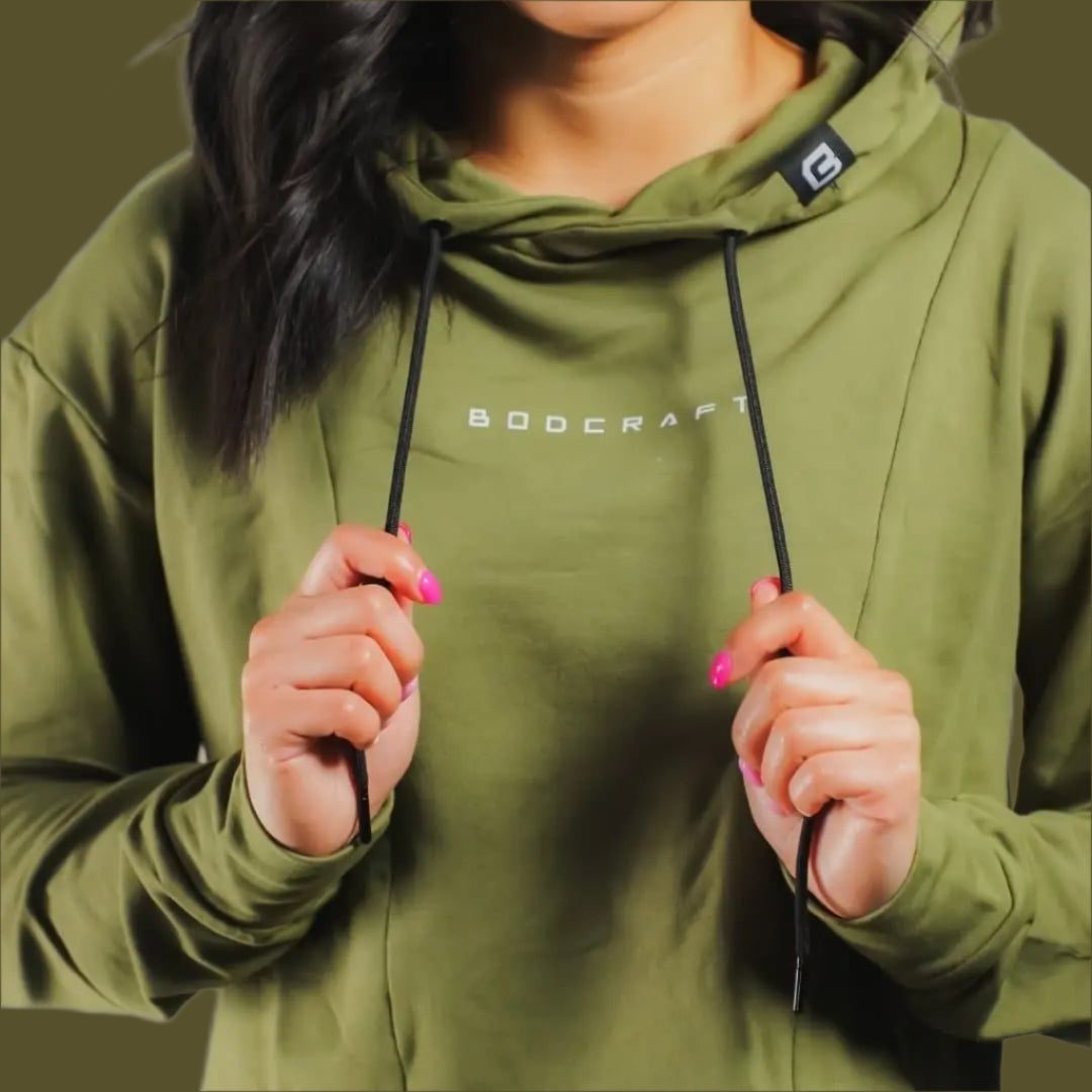 Origin Performance Crop Hoodie - Army Green Bodcraft