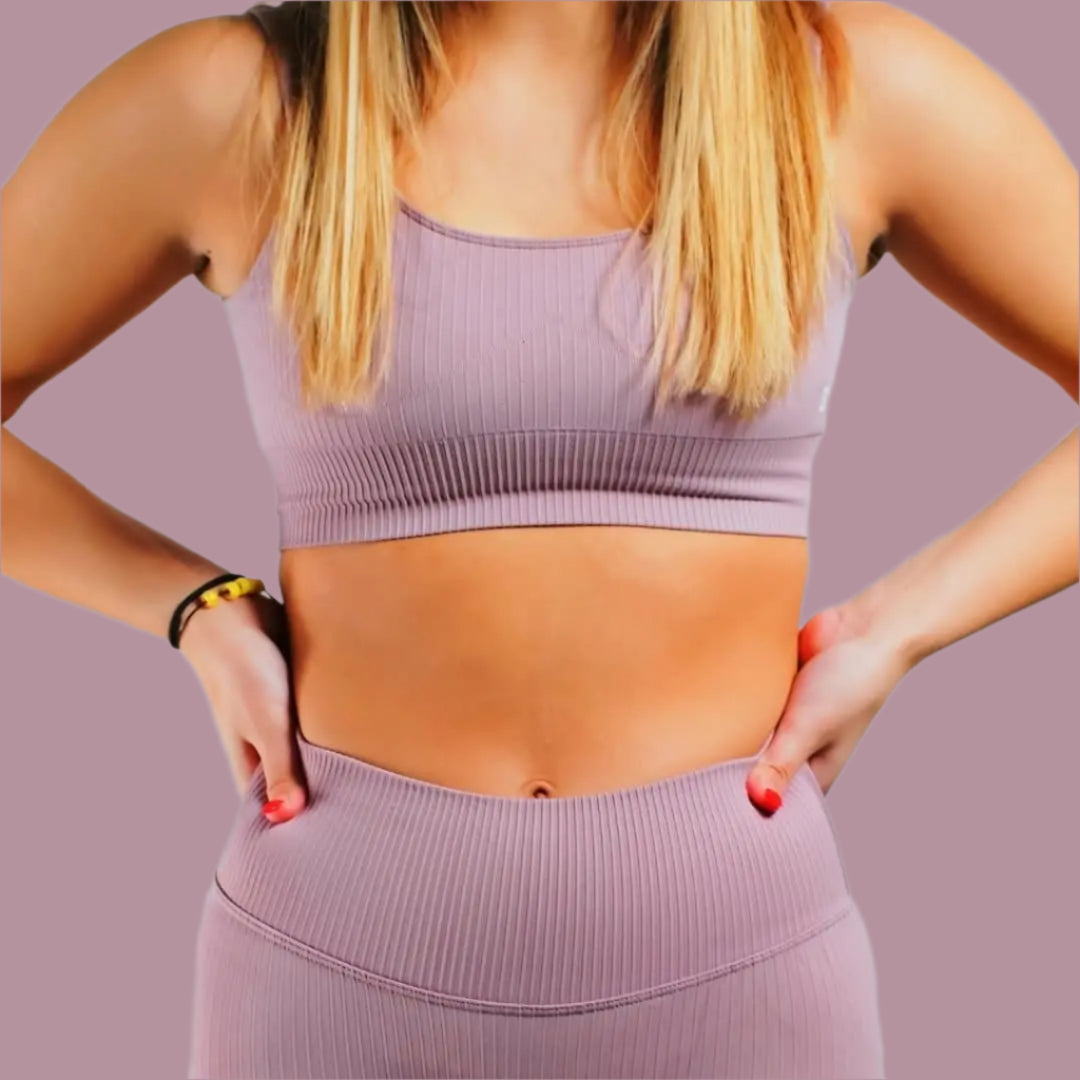 Recharge Ribbed Bra - Dusty Rose Bodcraft