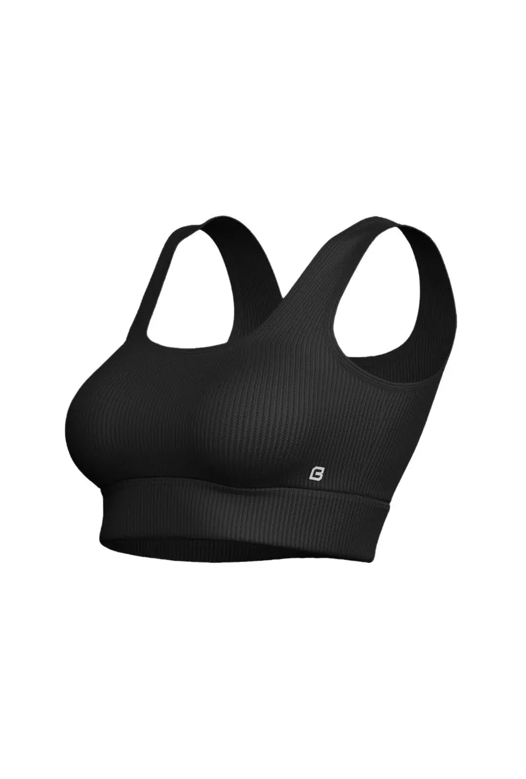 Recharge Ribbed Bra - Midnight Black Bodcraft