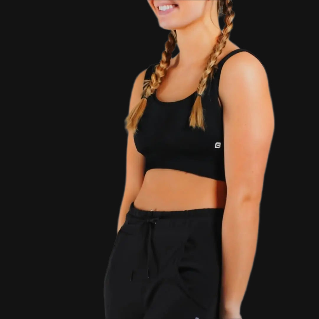 Recharge Ribbed Bra - Midnight Black Bodcraft