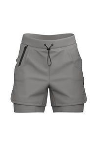 Ghost Grey Ai1 lined training short render with drawcord waist and zip side pocket