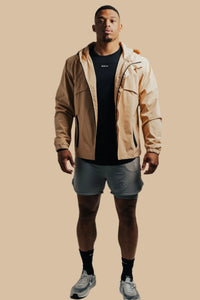 Front view of an open King's Gold Stealth jacket over a black tee