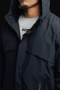 Close-up of the Midnight Black Stealth jacket collar and chest