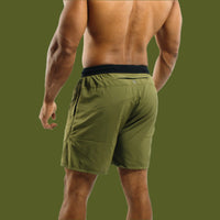 Back view of Dark Olive Battle training shorts