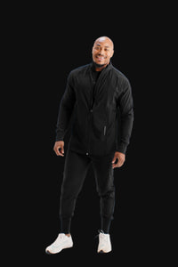 Men's lightweight full-zip training jacket in Midnight Black by BodCraft