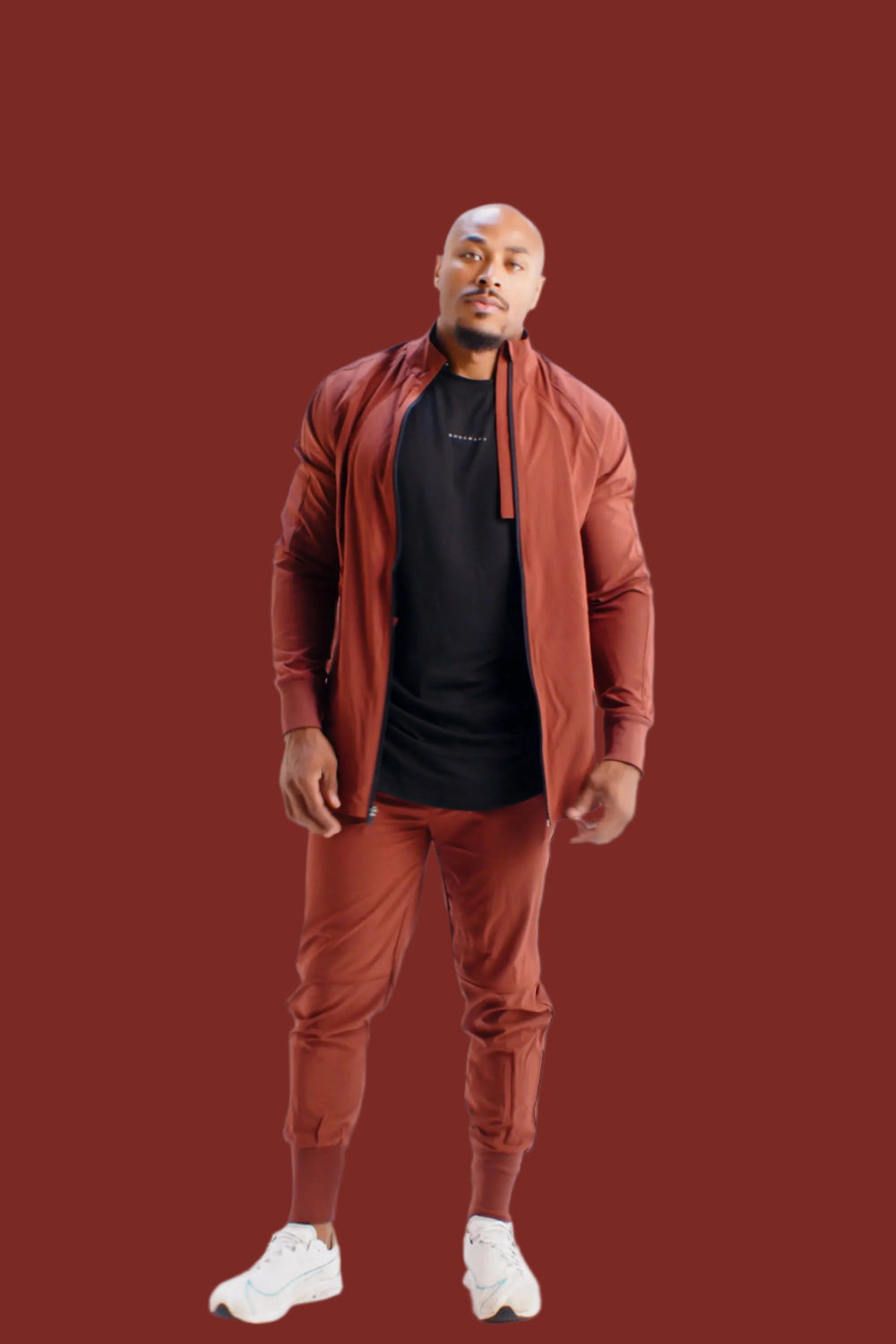 Men's lightweight full-zip training jacket in Persian Red by BodCraft