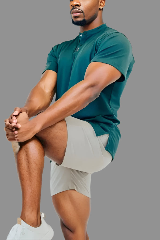 Men's 6 inch inseam golf shorts in Ghost Grey by BodCraft, cut to sit above the knee