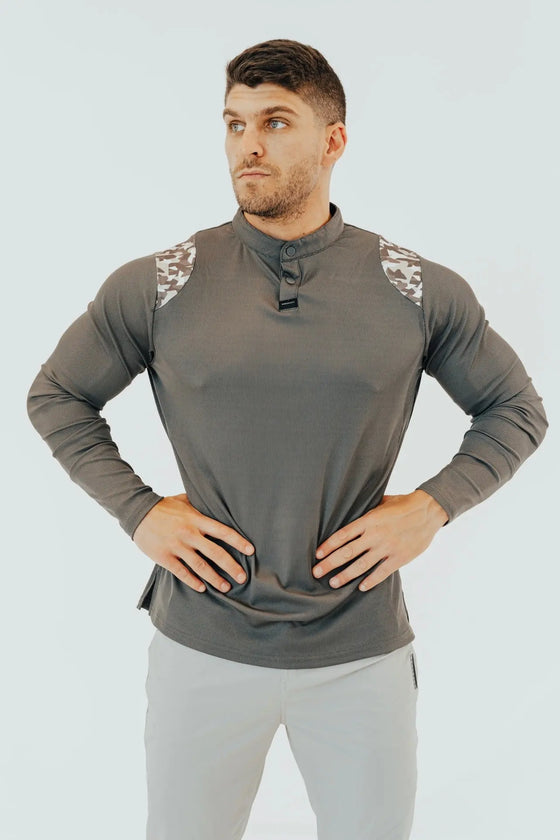 Men’s Ace Long Sleeve Golf Shirt - Storm Grey/Camo BodCraft