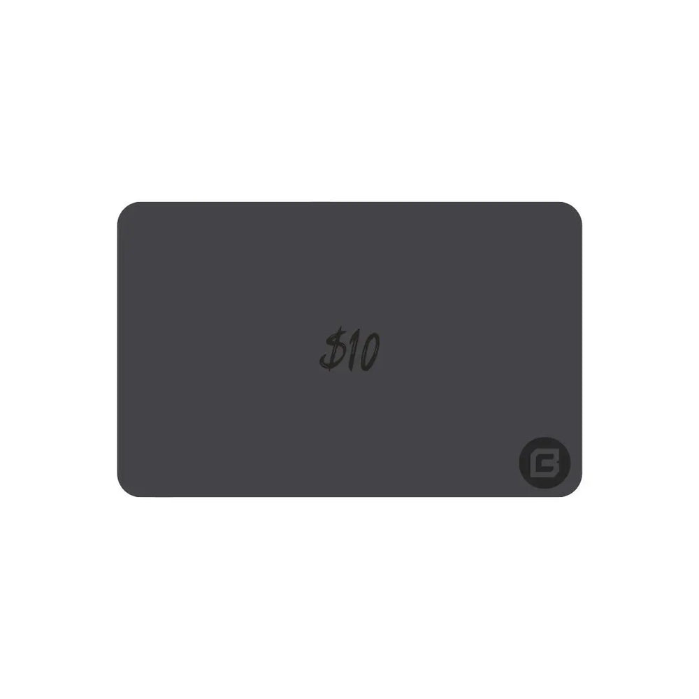 BodCraft $10 digital gift card, dark grey with BC logo