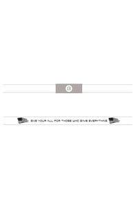 Freedom Band bracelet on white: logo plate and 'Give your all for those who gave everything' text