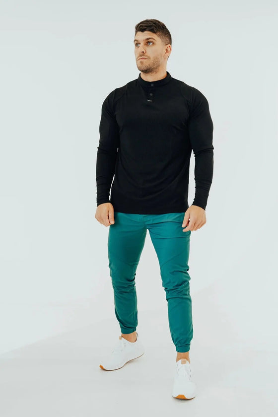 Men’s Ace Long Sleeve Golf Shirt - All Black BodCraft