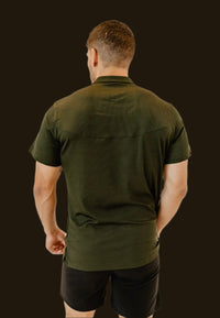 Back view of the Seaweed Green short sleeve golf shirt