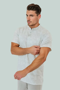 Men's short sleeve golf shirt in Snowstorm off-white by BodCraft