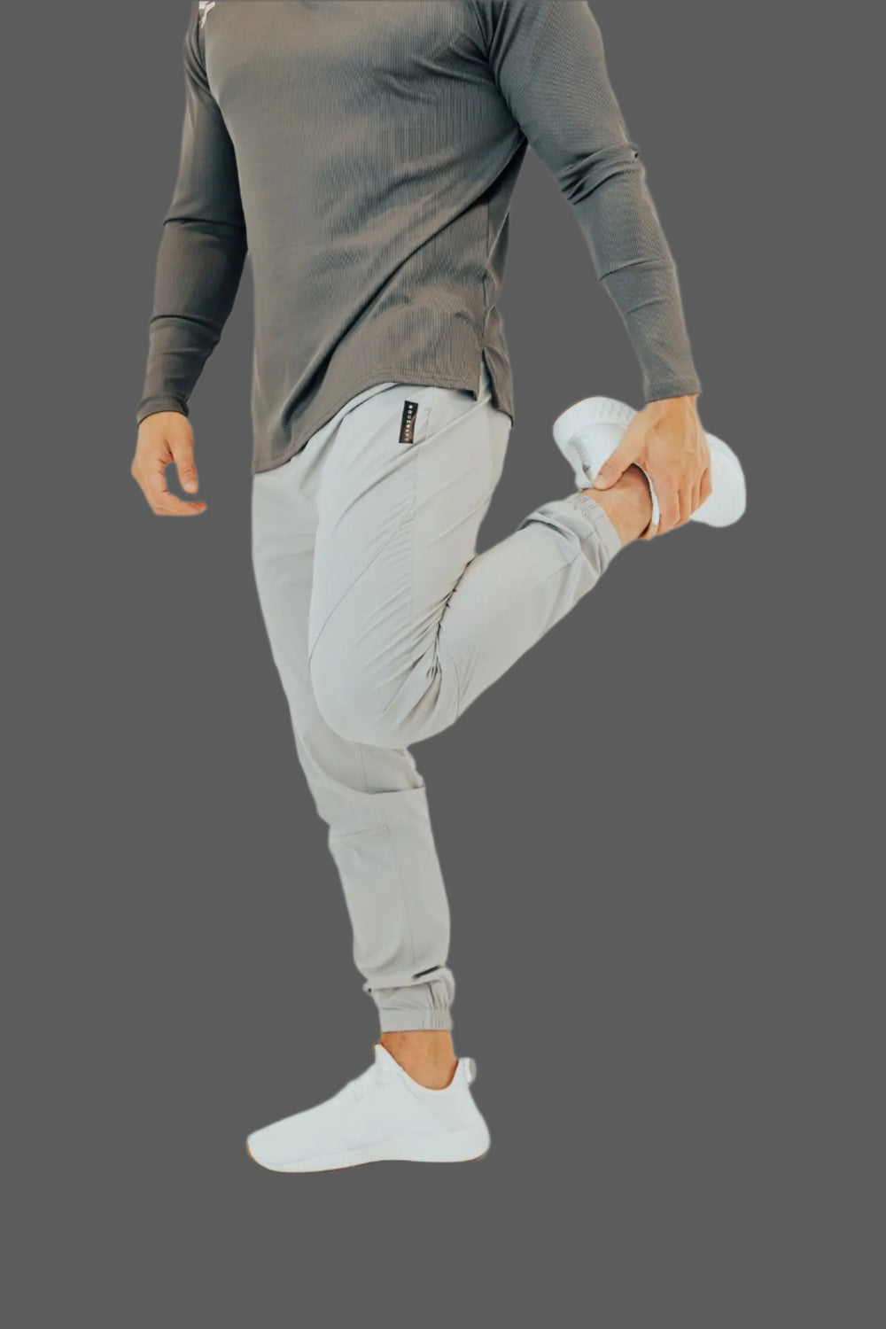 Men's golf joggers in Ghost Grey by BodCraft, tapered designer cut