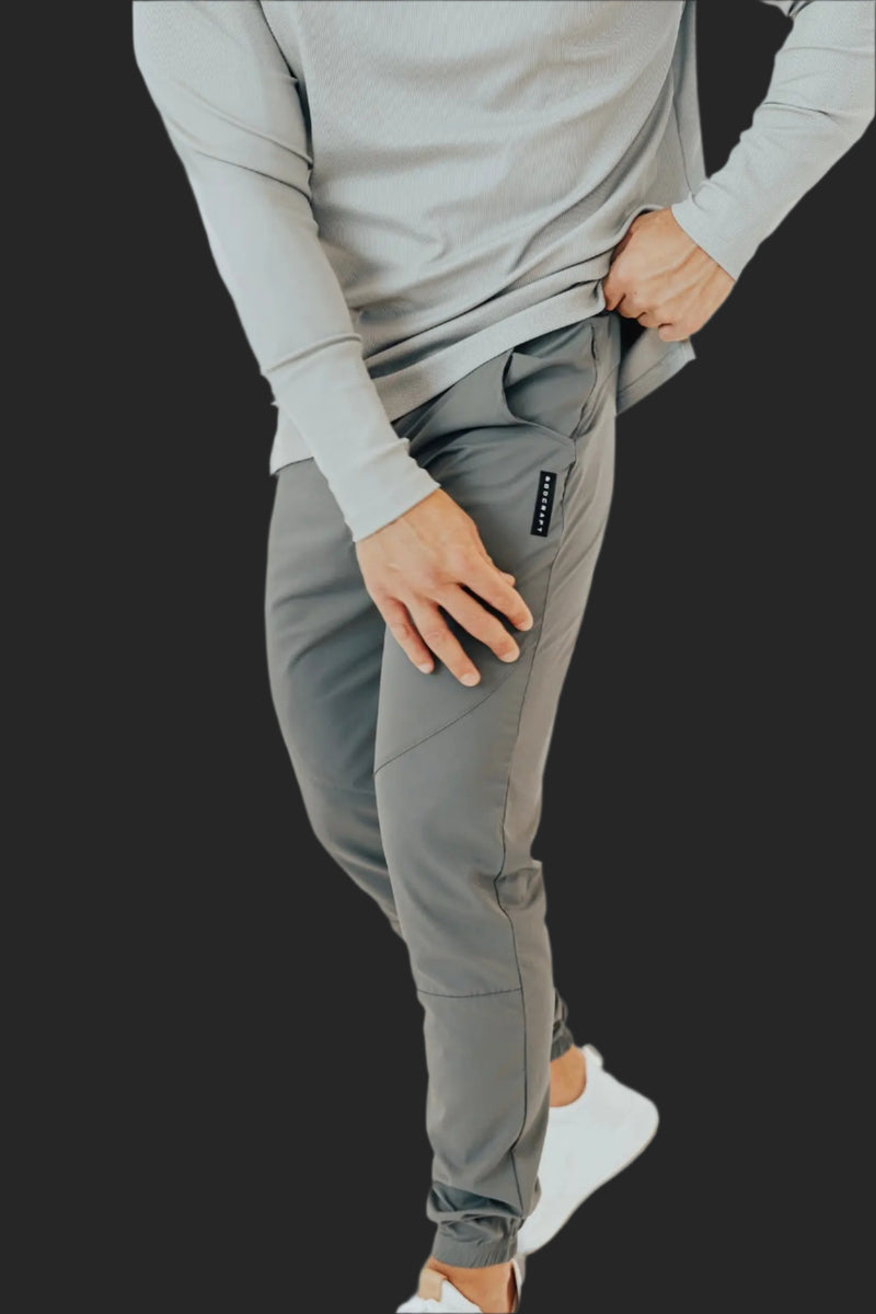 Men's golf joggers in Storm Grey by BodCraft, tapered designer cut