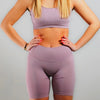 Recharge Ribbed Biker Shorts - Dusty Rose BodCraft