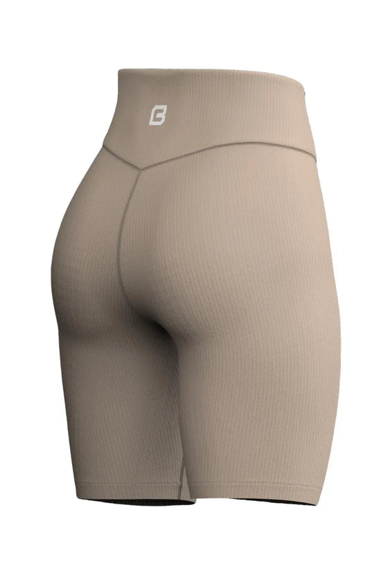 Recharge Ribbed Biker Shorts Shaker Beige Bodcraft