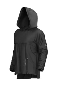 Midnight Black Ai1 Stealth full-zip jacket product render with hood