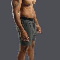 Side view of Storm Grey Battle training shorts