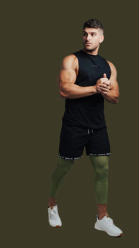 Total War Battle Vented Mesh Training Tight - Olive Green Bodcraft