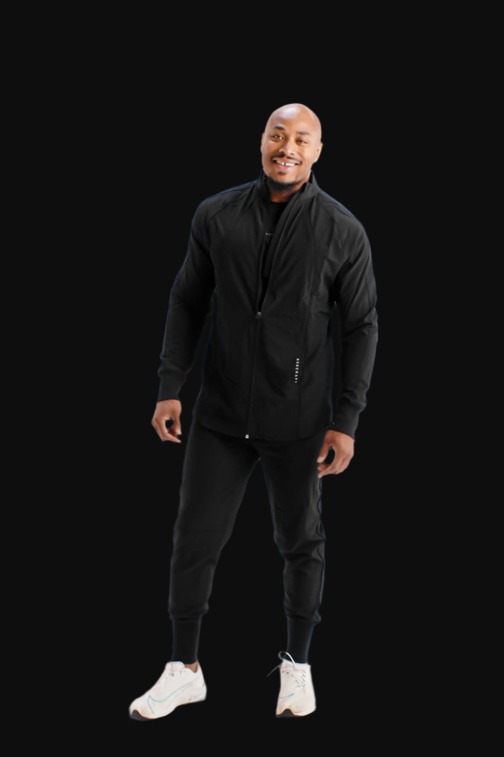 Men's lightweight full-zip training jacket in Midnight Black by BodCraft