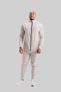 Men's lightweight full-zip training jacket in Pebble Grey by BodCraft